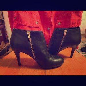 Audrey Brooke Black Leather Ankle Bootie